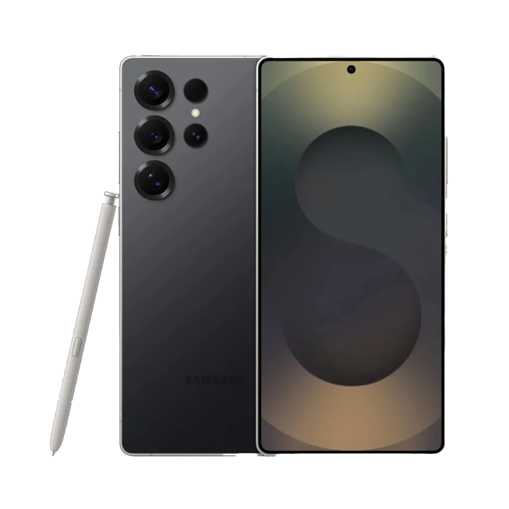 Samsung Galaxy S25 Ultra Front and back side in titanium black color