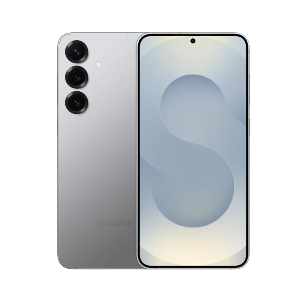 Samsung Galaxy S25 Plus front and back side in titanium grey color