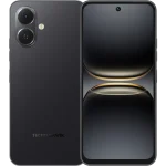 Tecno Pop 10 smartphone front and back view in Startrail Black color