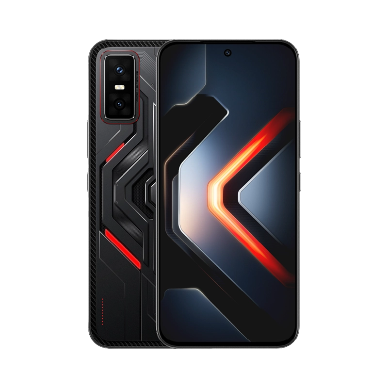 Infinix GT 30 Pro smartphone in Dark Flare showing front display and dual rear cameras