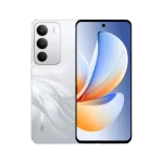 Realme C71 smartphone in White swan color showing front display and dual rear cameras
