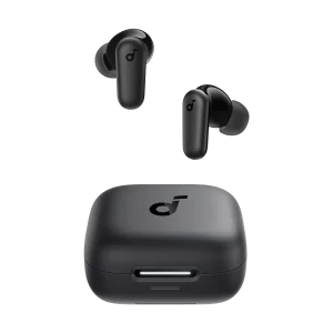 Anker Soundcore P30i true wireless earbuds in Black with matching charging case.