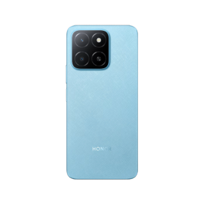 Honor X5b Plus smartphone in Ocean Blue color showing dual rear cameras.