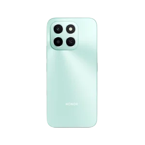 Honor X6c smartphone in Ocean Cyan color showing rear cameras.