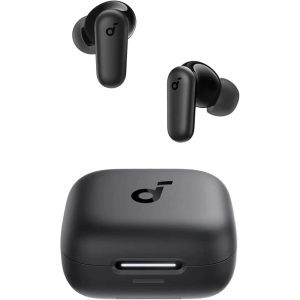 Anker Soundcore R50i wireless earbuds in black with matching charging case.