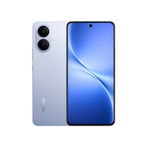 Vivo V60 Lite smartphone in Blue showing front display and rear dual camera design.