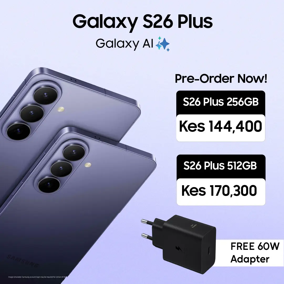 Samsung Galaxy S26 Plus with free 60W fast charger pre-order offer at Ropem Telcom Kenya