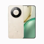 Gold Honor smartphone shown from back and front; rear features a large circular camera module.