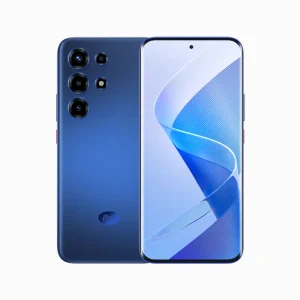 Itel S26 Ultra smartphone in Sapphire Blue showing front display and rear cameras