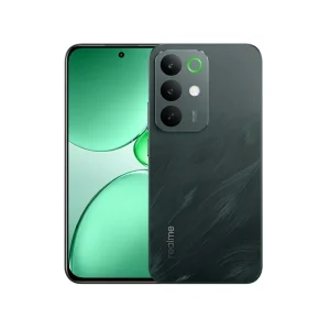 Realme C85 Pro smartphone in Peacock Green showing front display and rear cameras