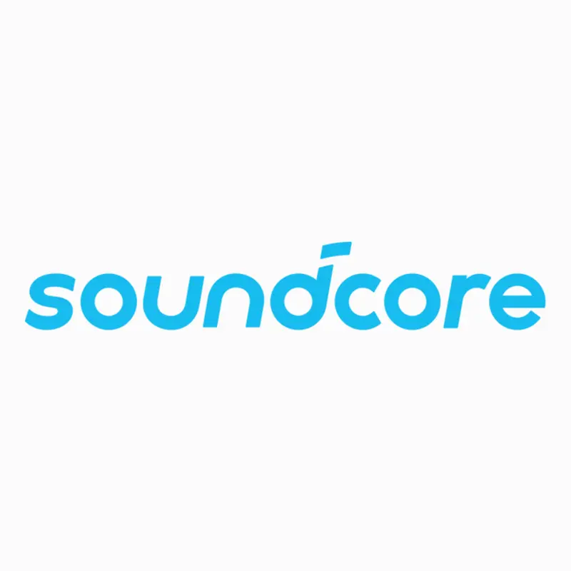 Soundcore wordmark logo in blue on a white background