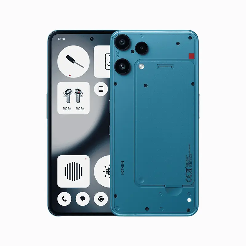 Nothing Phone (3a) Lite Blue smartphone showing front display and rear design