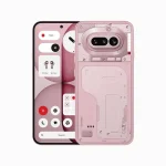 Nothing Phone (4a) Pink smartphone showing front display and transparent-style rear design