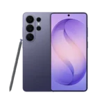 Samsung Galaxy S26 Ultra smartphone in Cobalt Violet showing rear cameras and front display with pen