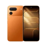 Tecno Spark 50 Pro Smartphone in Dynamic Orange showing rear cameras and front display.