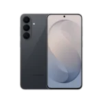 Samsung Galaxy S26FE smartphone in Graphite color showing rear camera and front display