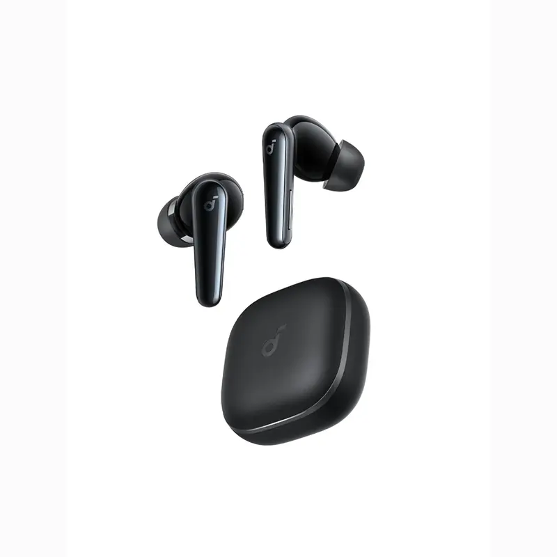 Anker Soundcore Liberty 5 NC Black - Buy Smartphones & Accessories | Ropem Phones Kenya Black wireless earbuds with a matching compact charging case on a white background.