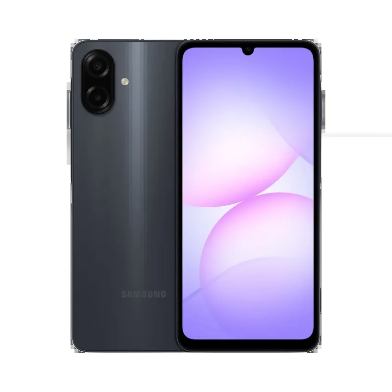 Samsung_Gal_4b92a7-2webp - Buy Smartphones & Accessories | Ropem Phones Kenya Samsung Galaxy smartphone shown from front and back, dark gray with dual rear cameras and a teardrop notch display.